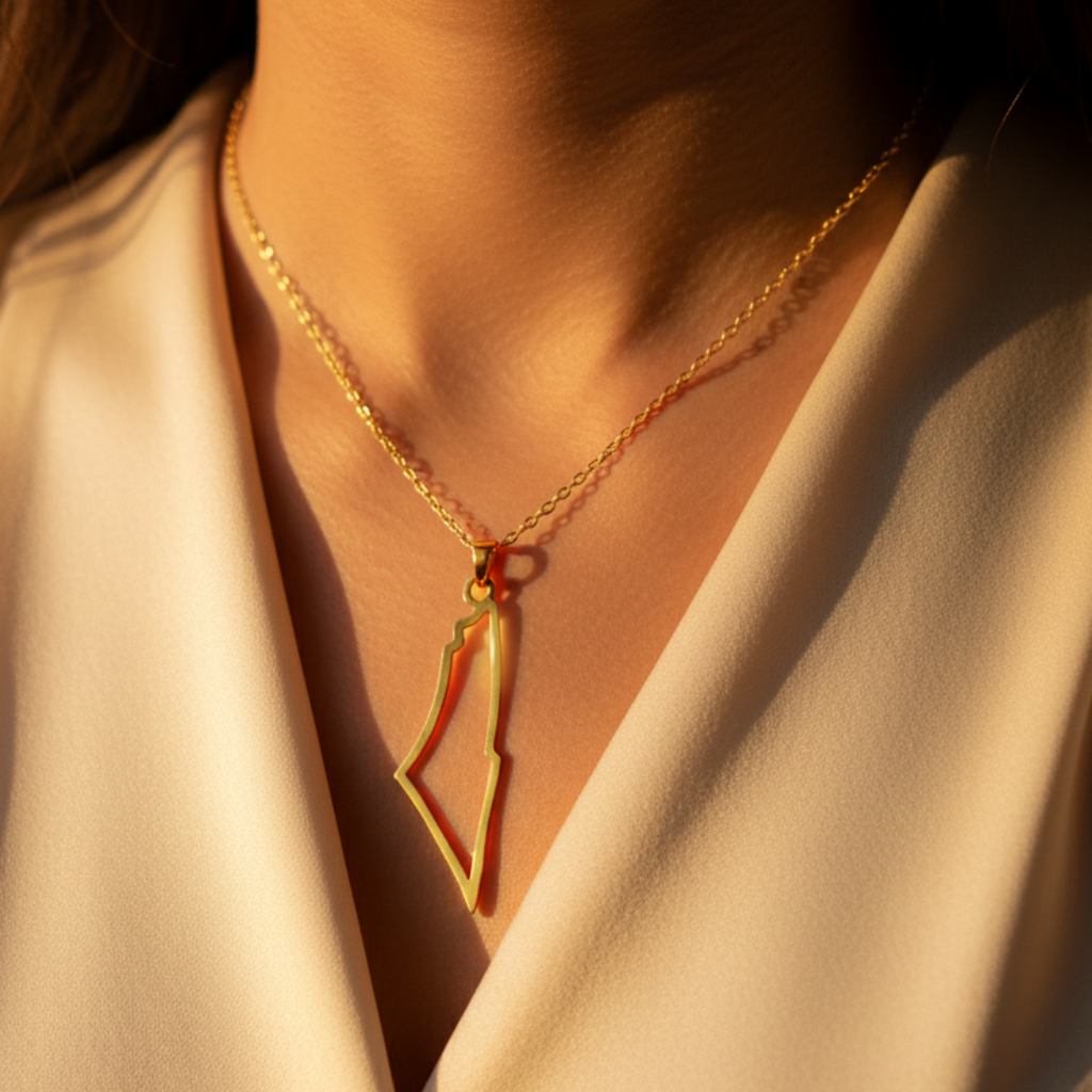 Palestine Map Necklace