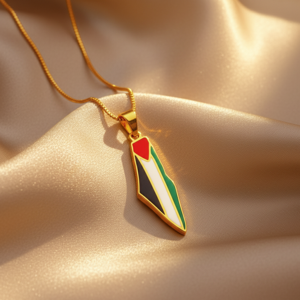 Palestine Pride Map Necklace