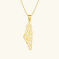 Palestine Calligraphy Map Necklace