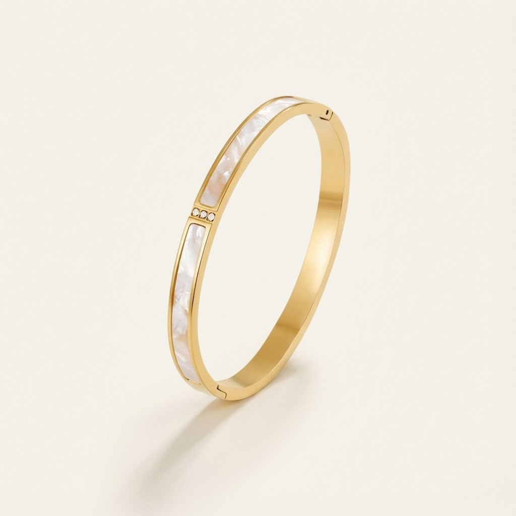 White Sahara Gold Bangle